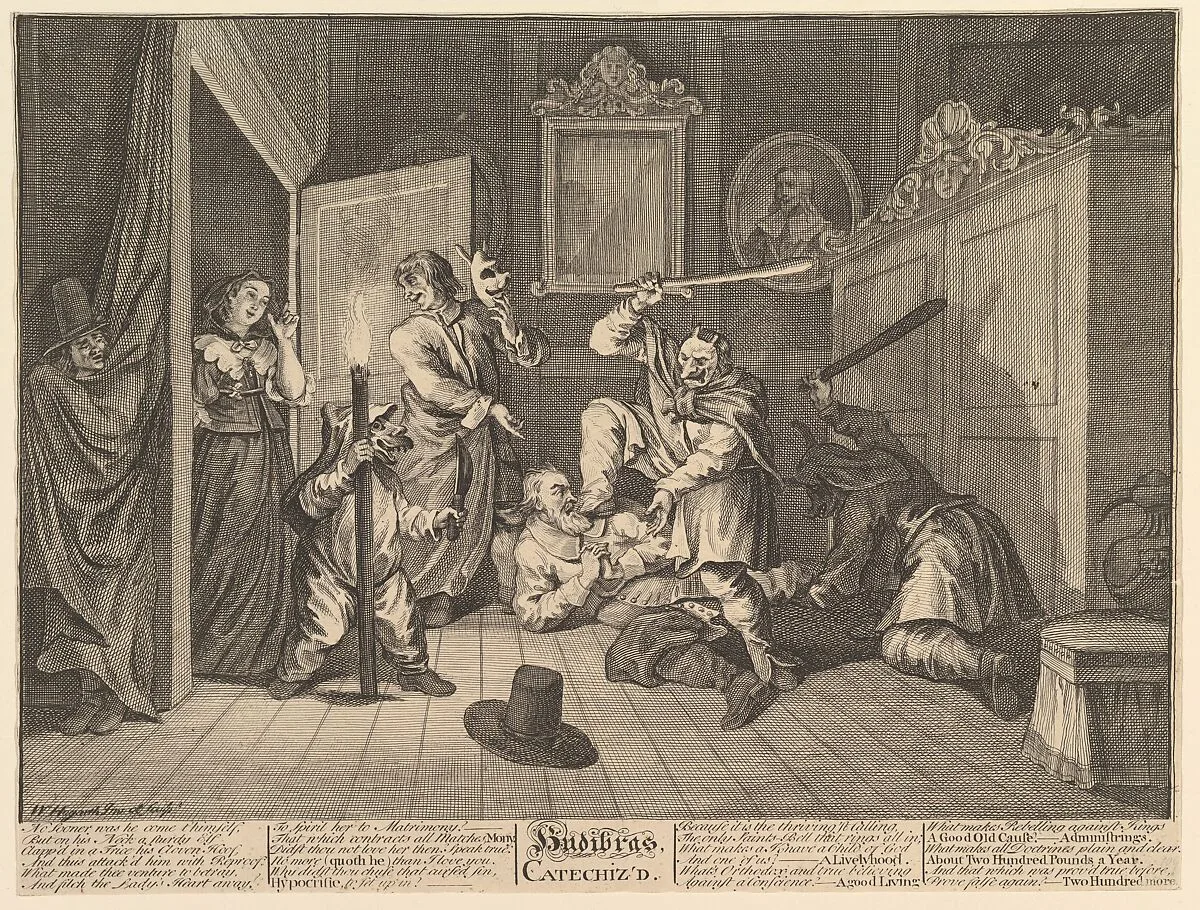 Hudibras Catechized (Twelve Large Illustrations for Samuel Butler's Hudibras, Plate 9) — John Cooper|Philip Overton|William Hogarth|Samuel Butler