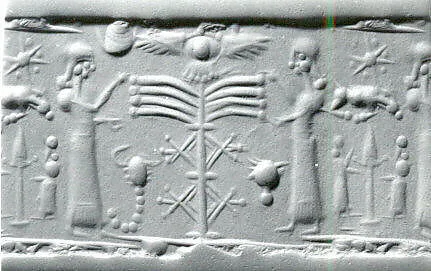Cylinder seal with cultic scene — Unknown
