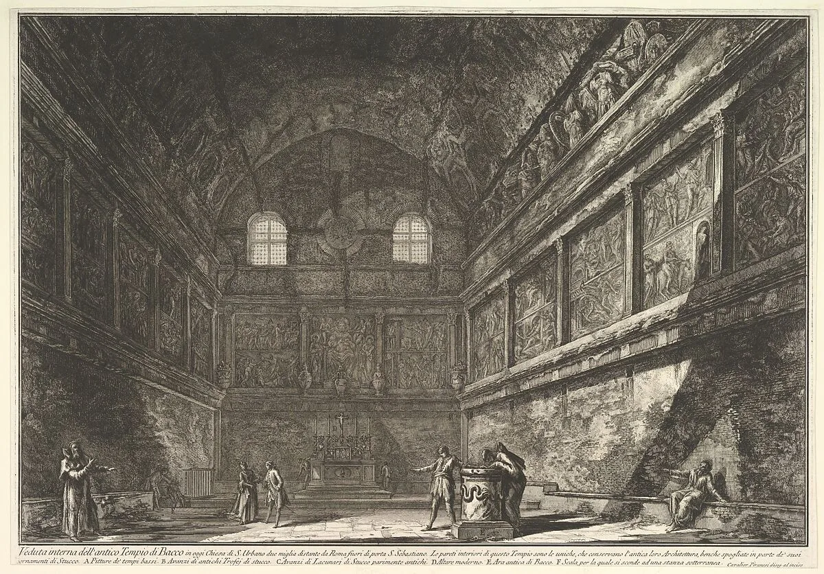 The so-called Temple of Bacchus, now the Church of S. Urban, interior (Veduta interna dell antico Tempio di Bacco, or. di S. Urbano) — Giovanni Battista Piranesi