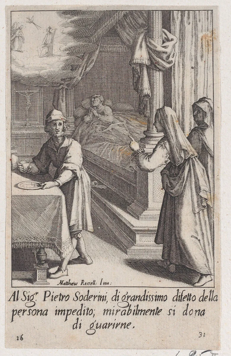 Pietro Soderini, from Scelta d'Alcuni Miracoli e Grazie della Santissima Nunziata di Firenze (Selection of Some Miracles and Graces that Occurred in the Church of the Annunziata in Florence) — Jacques Callot|Matteo Rosselli