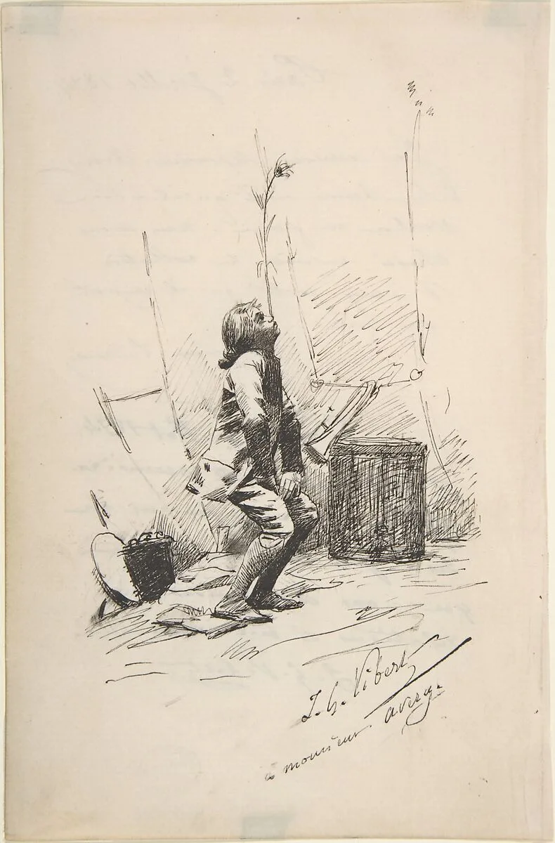 Boy Balancing a Tall Weed on His Nose — Jean-Georges Vibert