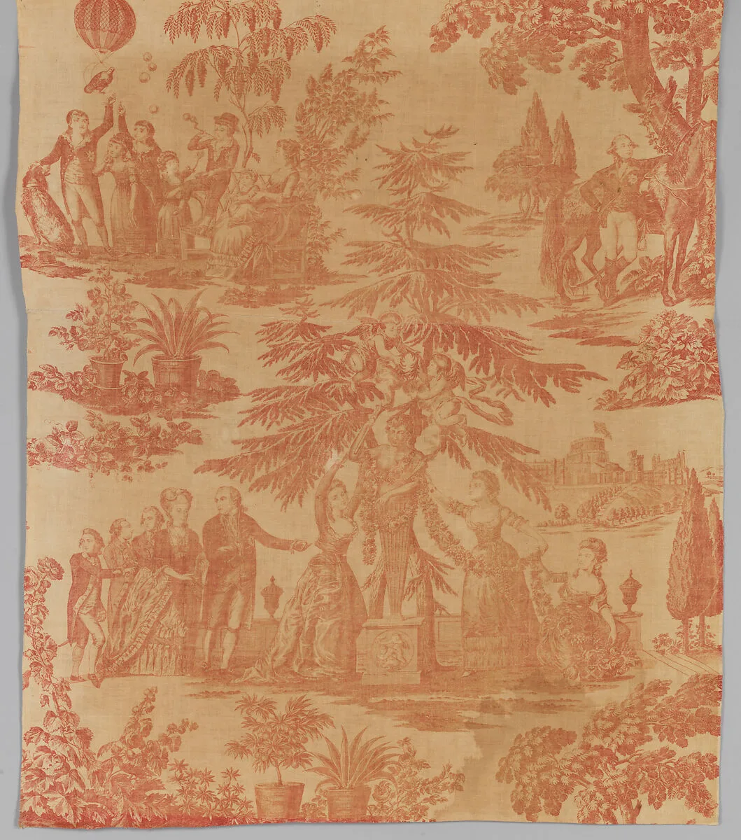 Copper plate printed cotton with King George III and his family — J. Seymour