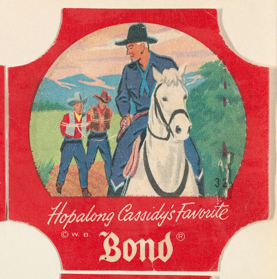 No. 32, from the Hopalong Cassidy bread labels series (D290-8) issued by Bond Bread — Warner Bros|Bond Bread