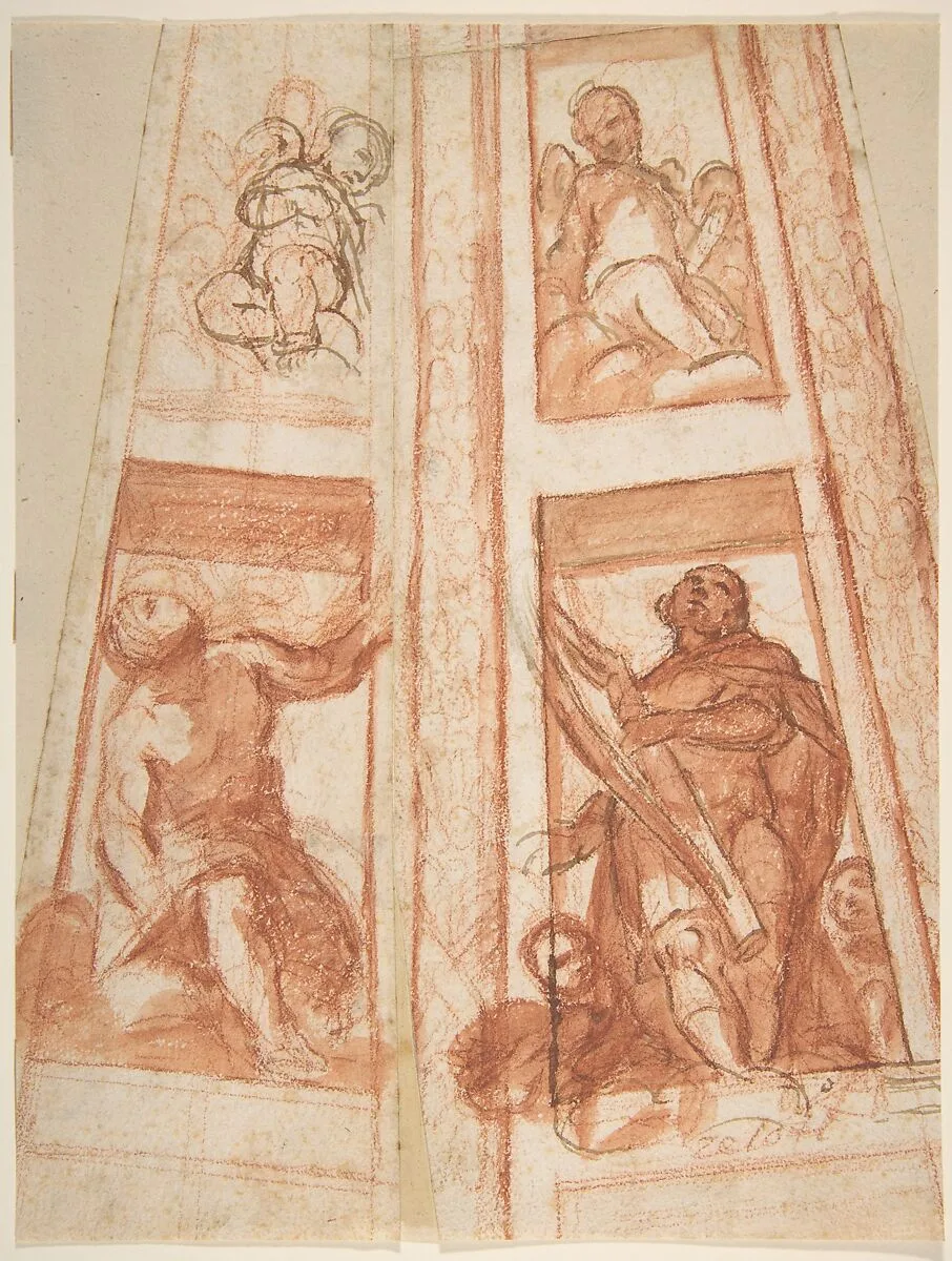 Design for the Decoration of a Cupola with a Prophet, King David and Two Putti — Mattia Preti (Il Cavalier Calabrese)