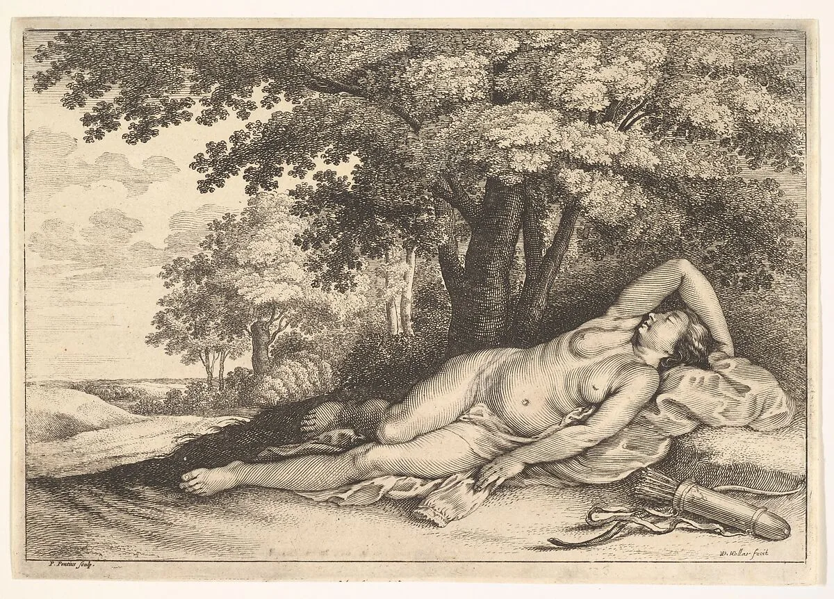 Sleeping Huntress — Wenceslaus Hollar|Pieter van Avont|Paulus Potter