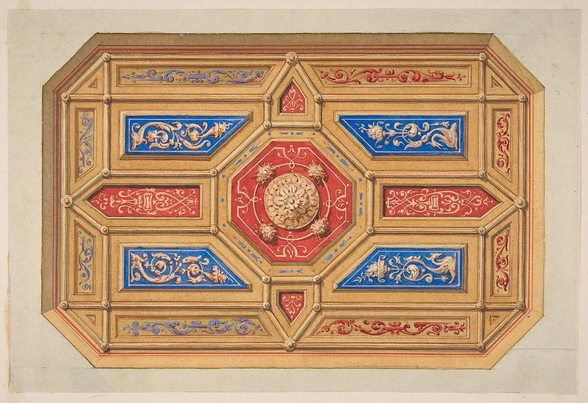 Design for a paneled ceiling — Jules-Edmond-Charles Lachaise|Eugène-Pierre Gourdet