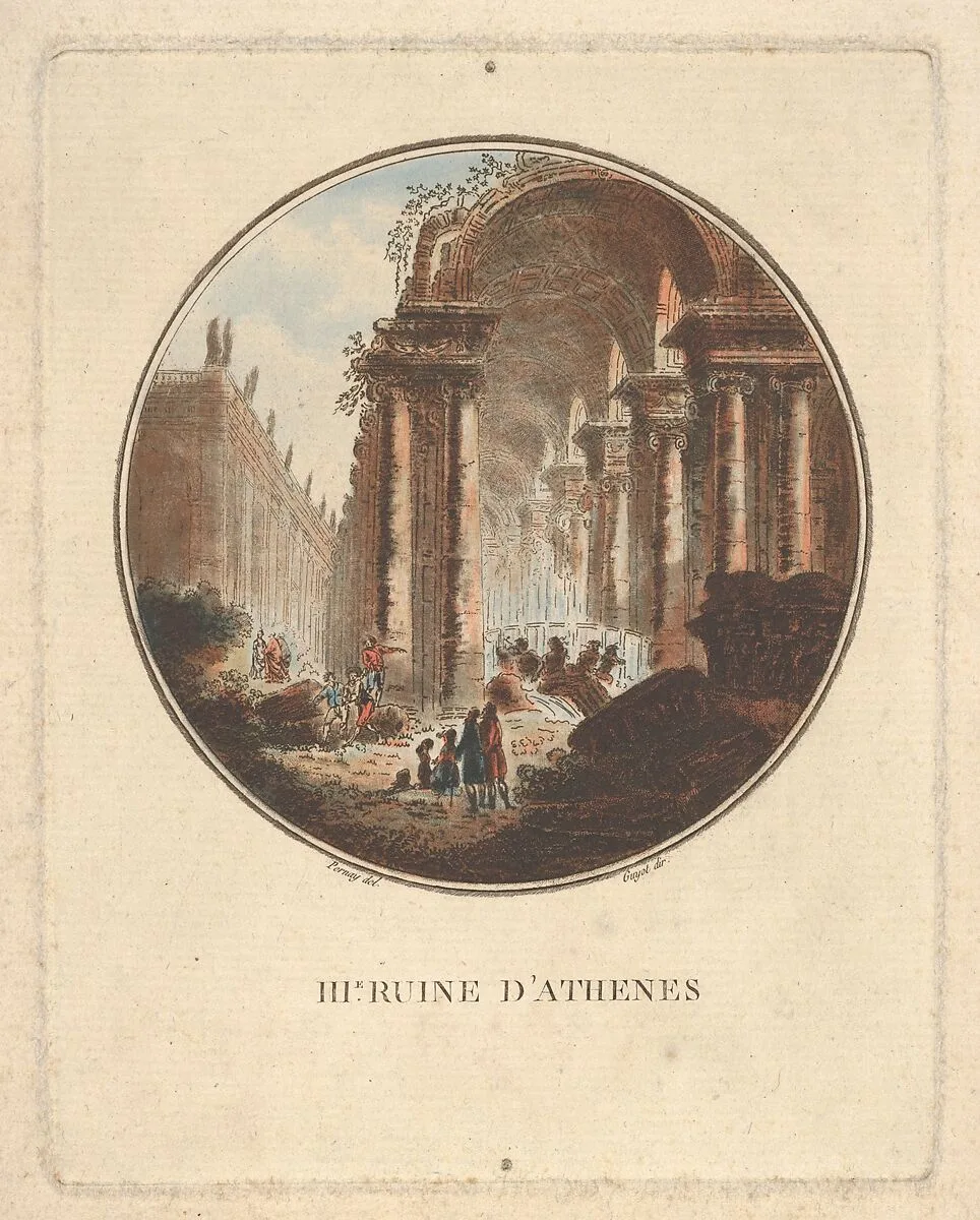 Ruins of Athens with a vaulted portico — Laurent Guyot|Jean Henri Alexandre Pernet