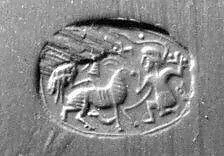 Stamp seal (scarab) with two-figure contest scene (?) — Unknown
