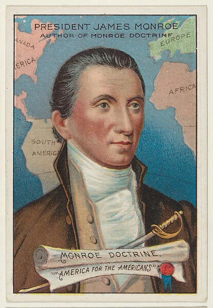 President James Monroe, Author of Monroe Doctrine, from the "Heroes of History" series (T68), issued with Miners Extra Smoking Tobacco, Natural Leaf Scrap, and Royal Bengals Little Cigars — Royal Bengals Little Cigars|James Monroe