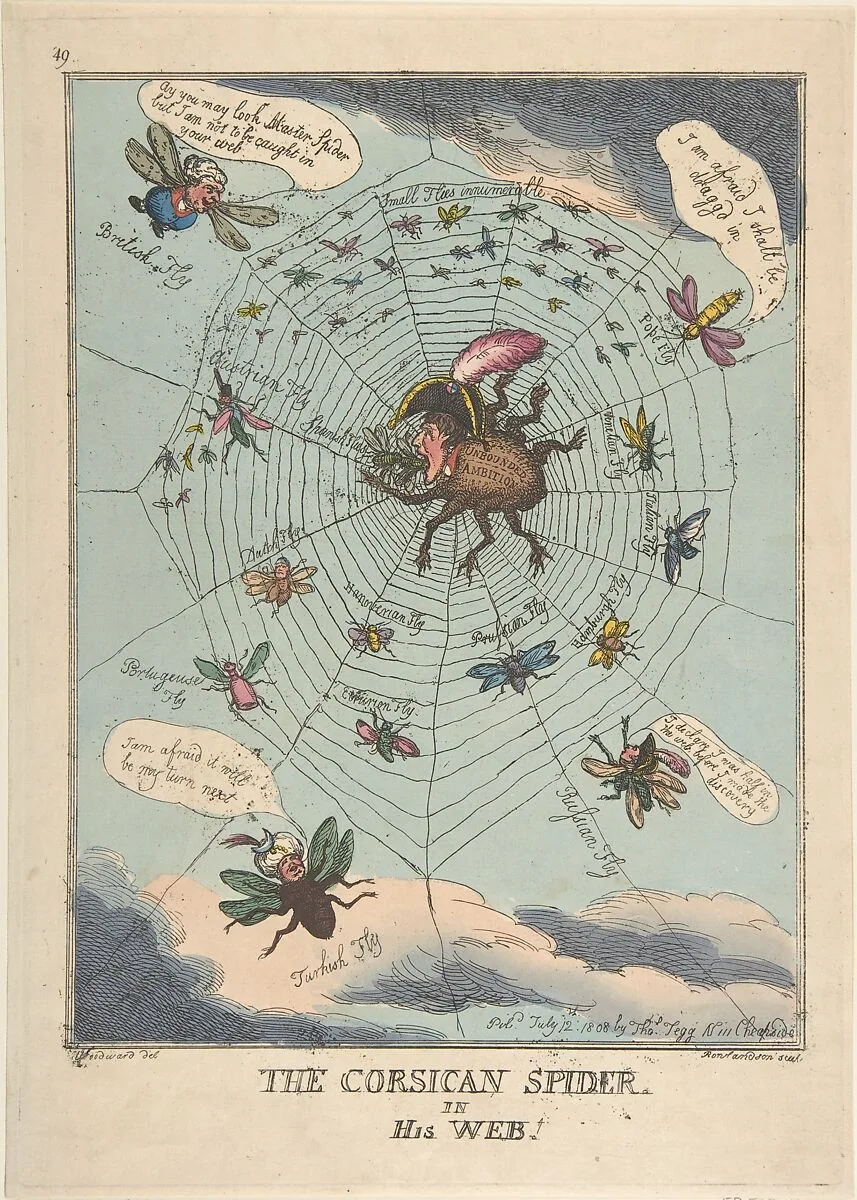 The Corsican Spider in His Web! — Thomas Rowlandson|George Murgatroyd Woodward|Thomas Tegg