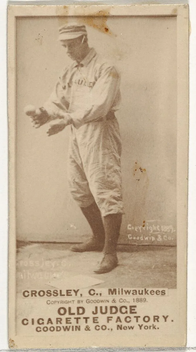 William C. Crossley, Catcher, Milwaukee, from the Old Judge series (N172) for Old Judge Cigarettes — Goodwin & Company