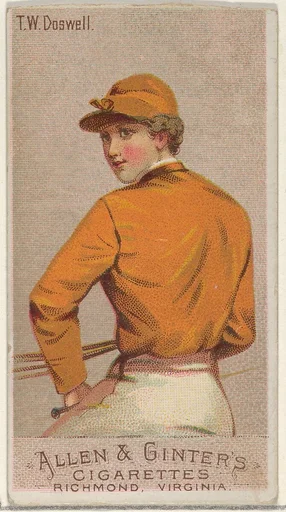 T.W. Doswell, from the Racing Colors of the World series (N22a) for Allen & Ginter Cigarettes