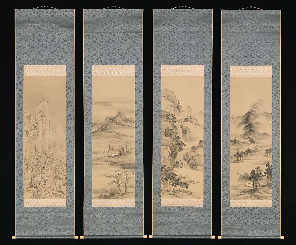 山本梅逸筆 四季山水図|Landscapes of the Four Seasons — Yamamoto Baiitsu