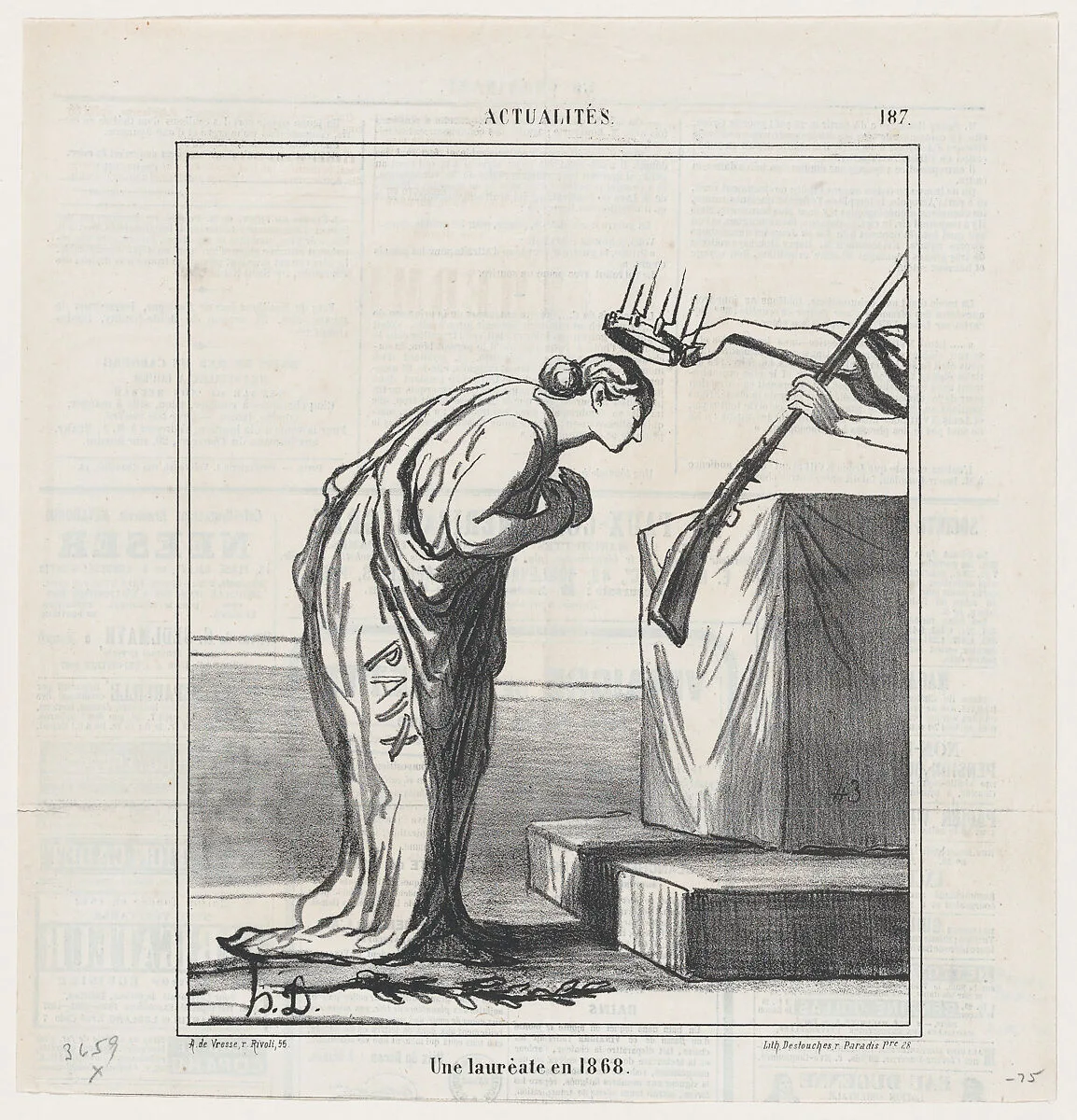 An award winner in 1868, from 'News of the day,' published in Le Charivari, September 1, 1868 — Arnaud de Vresse|Destouches|Honoré Daumier