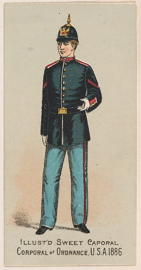 Corporal of Ordnance, United States Army, 1886, from the Military Series (N224) issued by Kinney Tobacco Company to promote Sweet Caporal Cigarettes — Kinney Brothers Tobacco Company