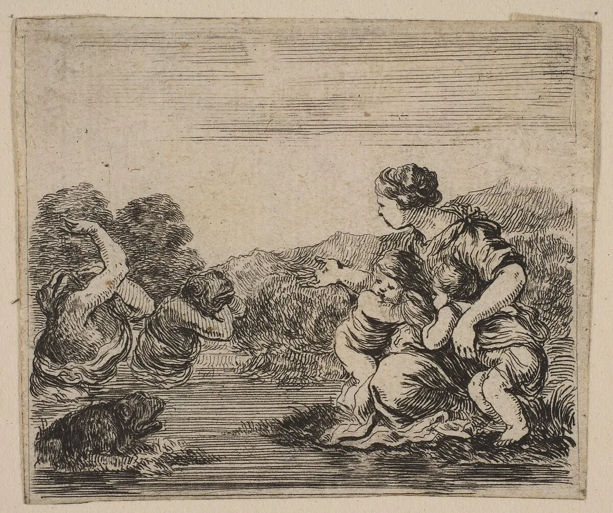 Latona, from 'Game of Mythology' (Jeu de la Mythologie) — Stefano della Bella|Jean Desmarets de Saint-Sorlin|Henri Le Gras|Louis XIV, King of France|Cardinal Jules Mazarin