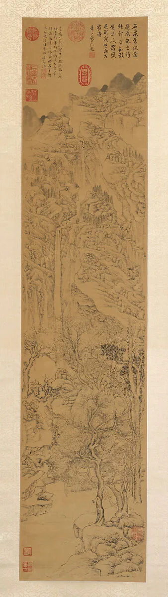 明 居節 石泉圖 軸|Recluse gazing at a waterfall — Ju Jie