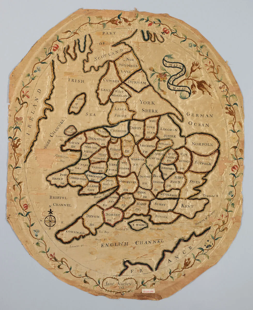 Embroidered map sampler — Unknown