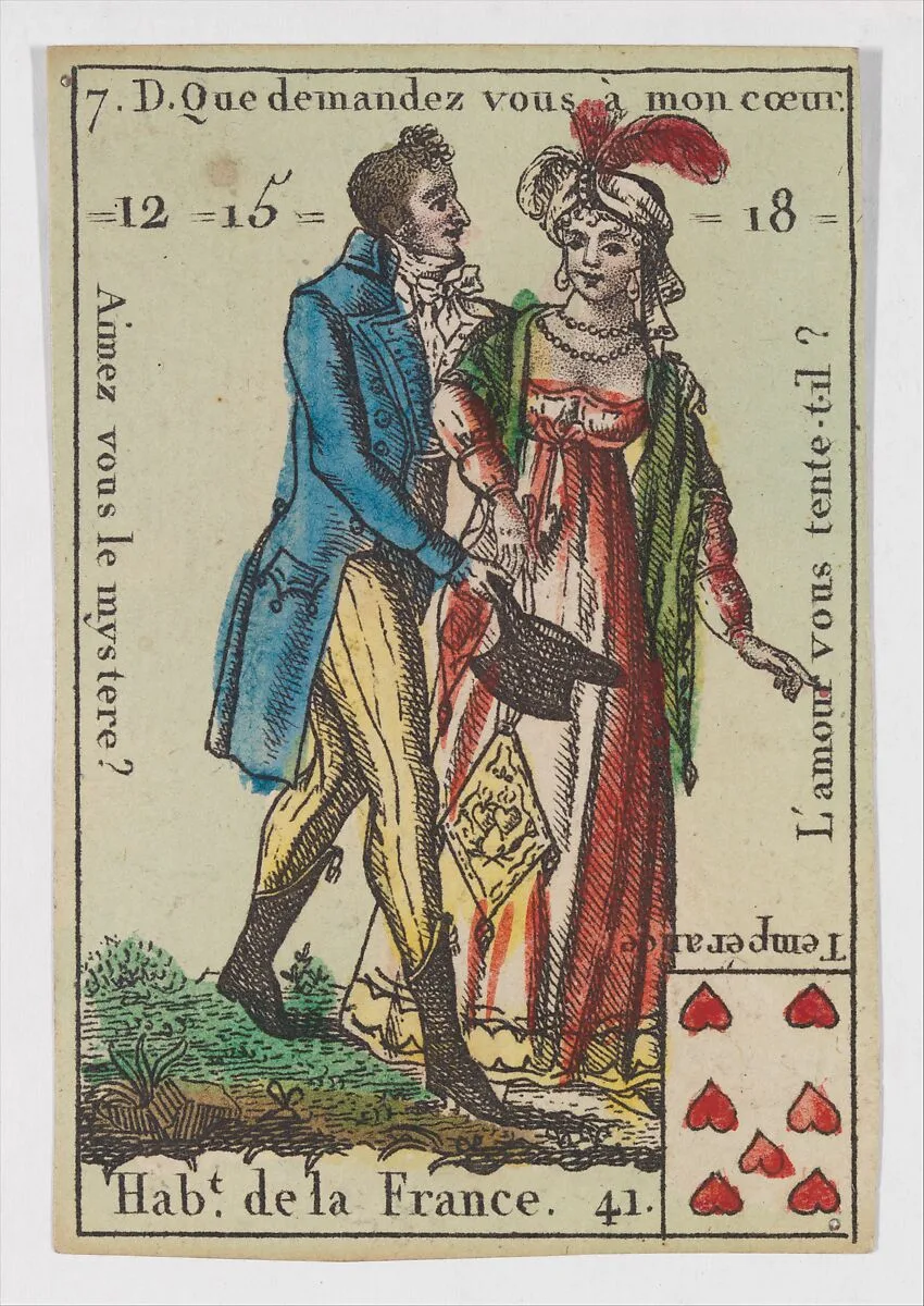Hab.t de la France, from the playing cards (for quartets) "Costumes des Peuples Étrangers" — Anonymous, French, 18th century