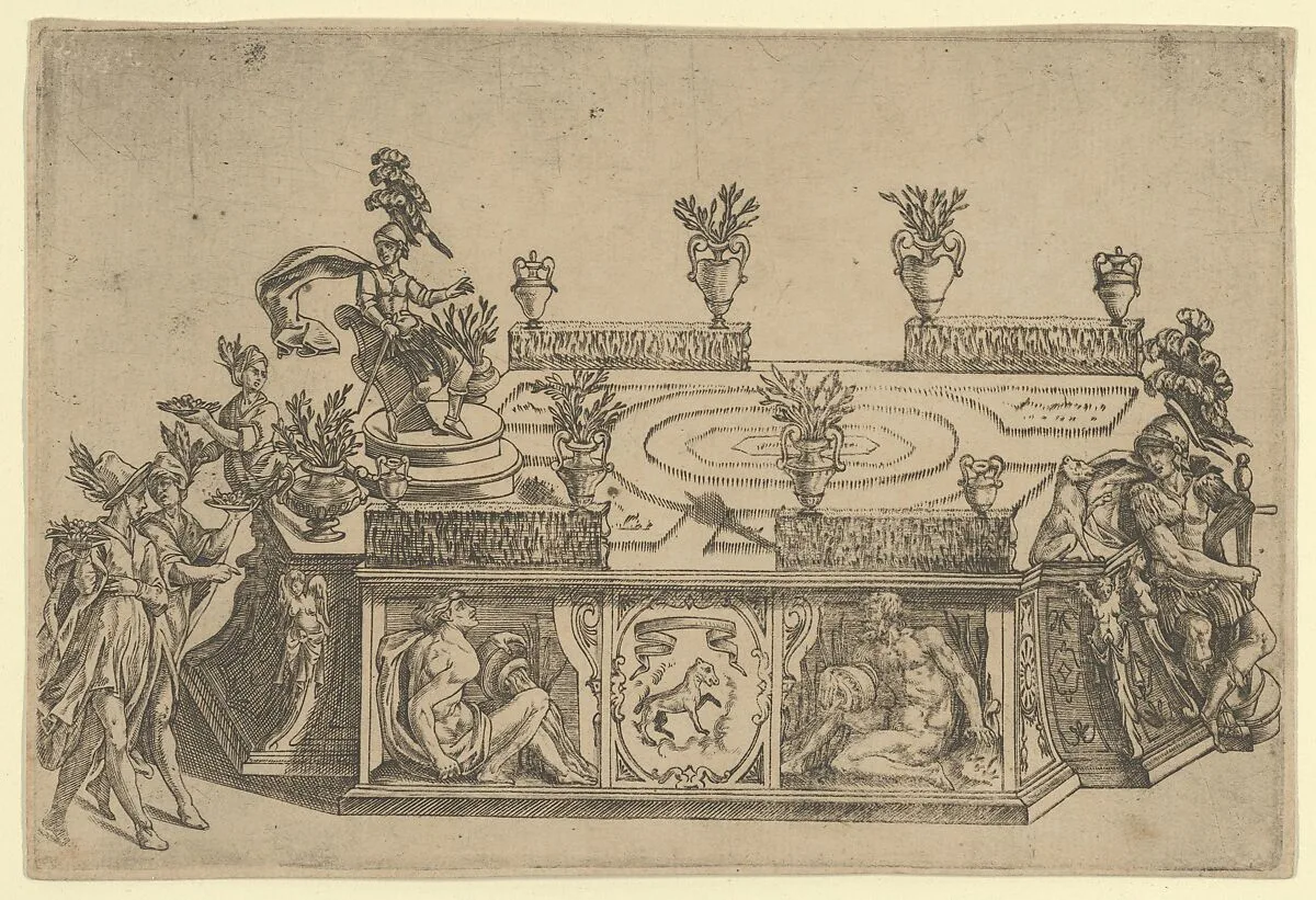 Triumphal car from the marriage of Ferdinand de' Medici and Christine of Lorraine — Cherubino Alberti (Zaccaria Mattia)|Orazio Scarabelli