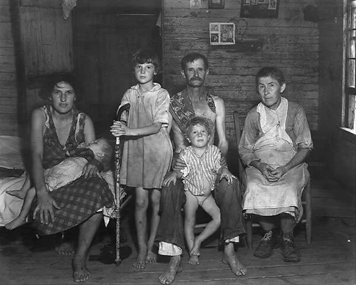 [Bud Fields and Family in Bedroom, Hale County, Alabama]