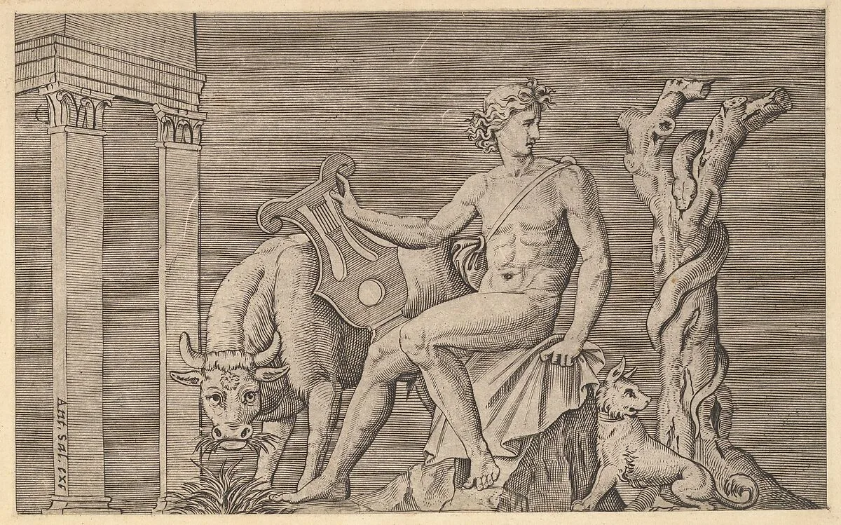 Speculum Romanae Magnificentiae: Apollo Tending the Flocks of Admetus — Marco Dente|Antonio Salamanca