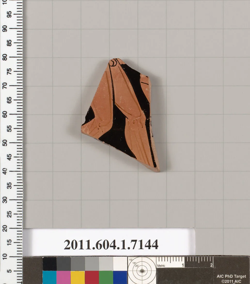 Terracotta fragment of a kylix (drinking cup) — Makron