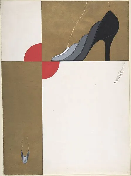 Panelled Pump with Ombre Effect from White to Black for Delman's Shoes, New York — Erté (Romain de Tirtoff)