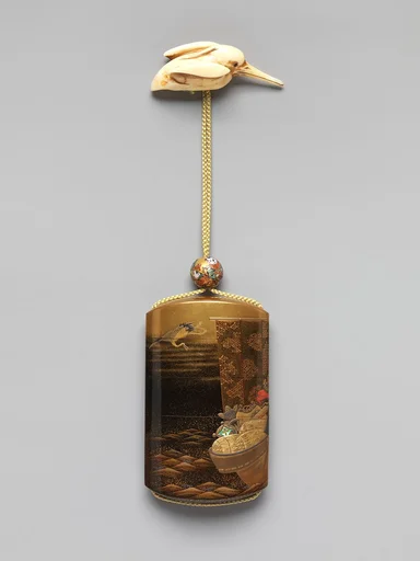 梶川文竜斎作 宝船蒔絵印籠|Inrō with Treasure Boat