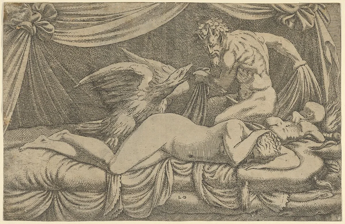Jupiter and Antiope — Léon Davent|Francesco Primaticcio