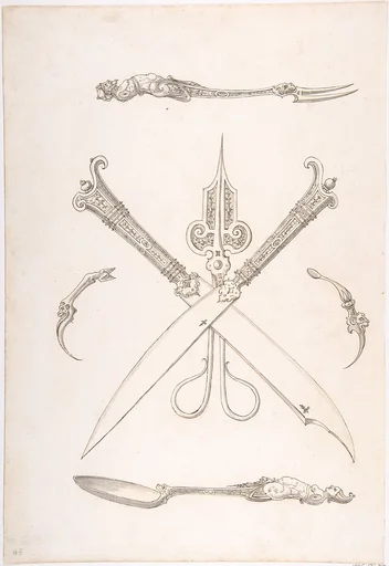 Design for Spoon, Fork, Two Knives (Crossed over scissors), Scissors, Ear Spoon and Toothpick