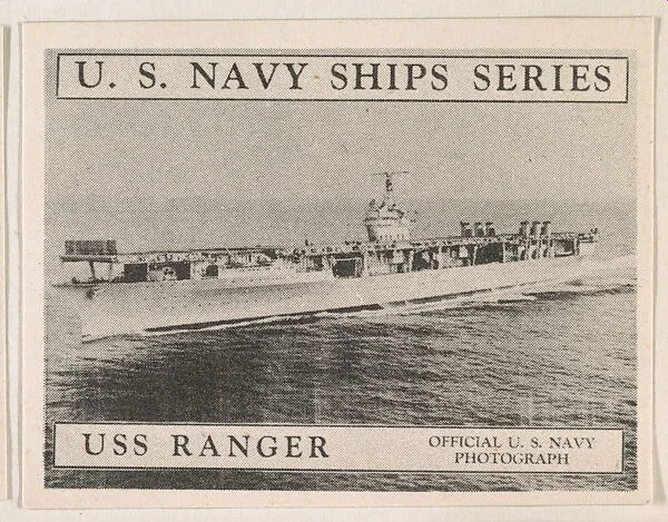 U. S. S. Ranger, bakery card from the U. S. Planes and Warships series (D85) — Purity Pretzel Company