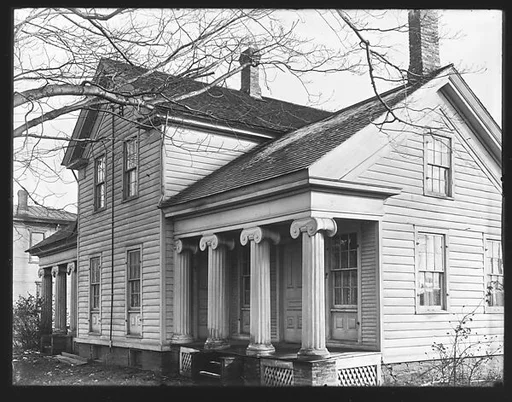 [Greek Revival Farmhouse with Ionic Capitals on Porch, New York State]
