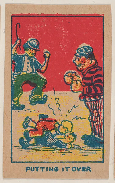 "Putting it Over" trade card from the Charlie Chaplin series (W539) — Universal Toy & Novelty Manufacturing Company