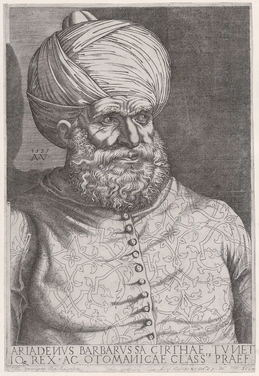 Portrait of Barbarossa — Agostino Veneziano (Agostino dei Musi)