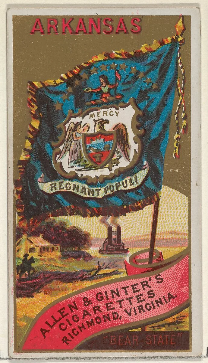 Arkansas, from Flags of the States and Territories (N11) for Allen & Ginter Cigarettes Brands — Allen & Ginter