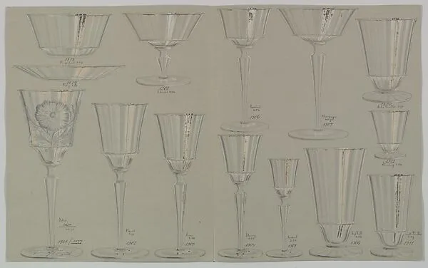 Designs for a Set of Glassware (14 pieces) — Anonymous, Czech, early 20th century
