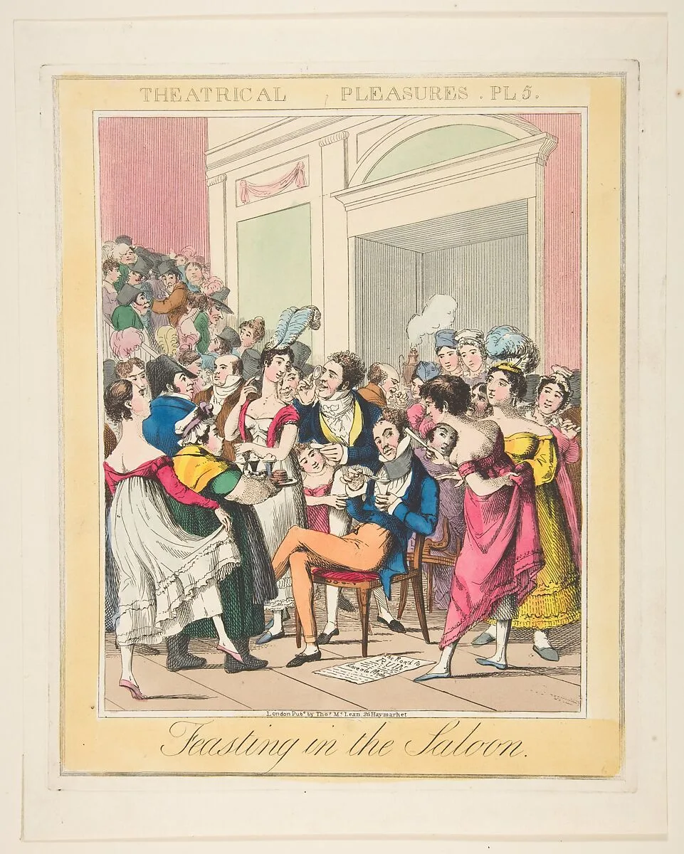 Theatrical Pleasures, Plate 5: Feasting in the Saloon — Theodore Lane|Thomas McLean