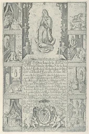 Indulgence for donation of alms towards the building of a Church to the Virgin of Guadalupe (modern facsimile impression)