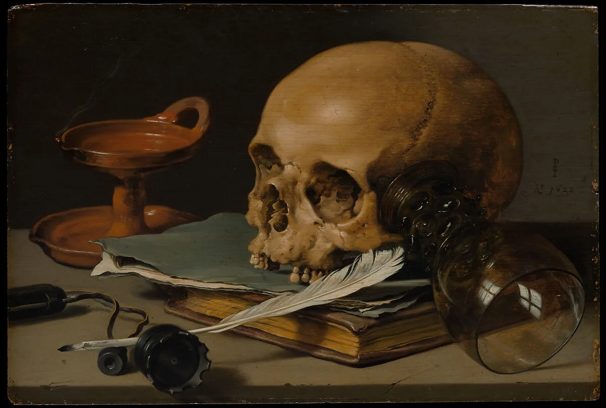 Still Life with a Skull and a Writing Quill — Pieter Claesz
