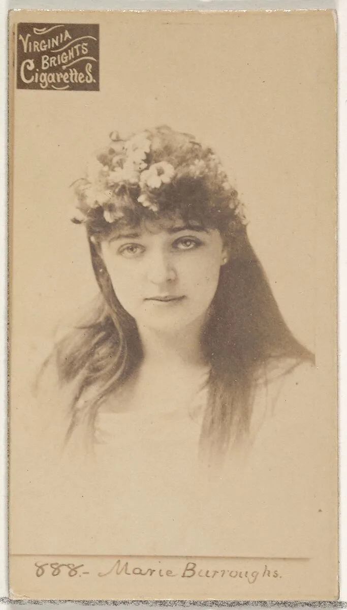 Card 888, Marie Burroughs, from the Actors and Actresses series (N45, Type 2) for Virginia Brights Cigarettes — Allen & Ginter