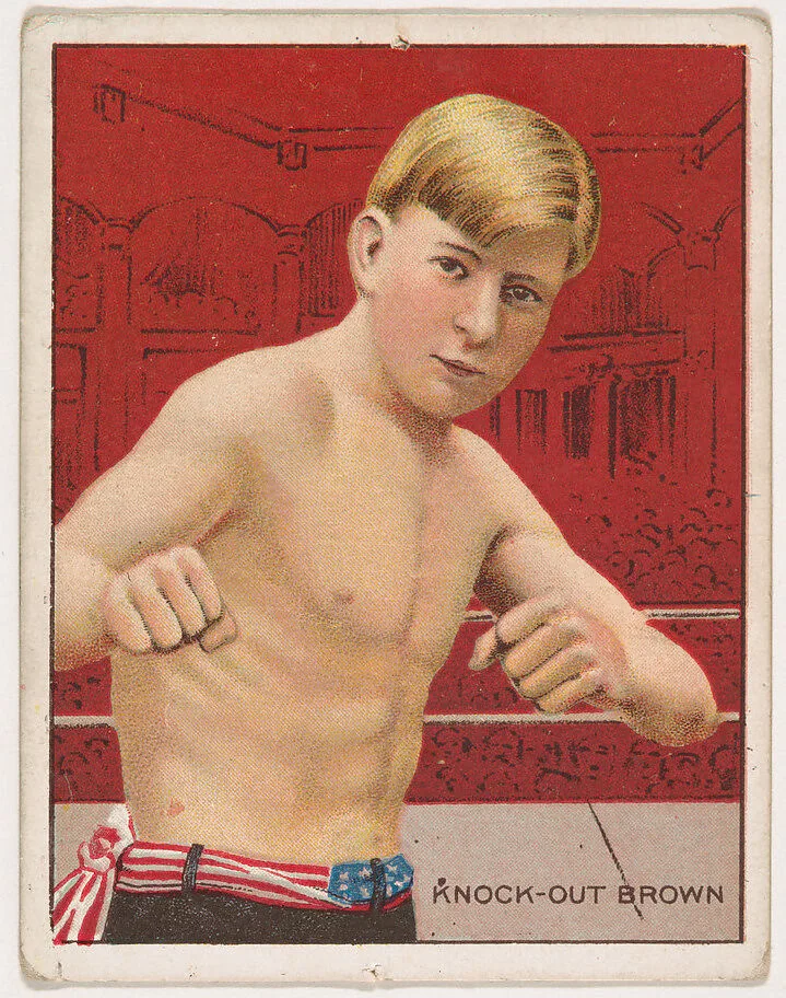Knock Out Brown, from the Champion Pugilists series (T219), issued by Mecca and Hassan Cigarettes — Hassan Cigarettes|Mecca Cigarettes