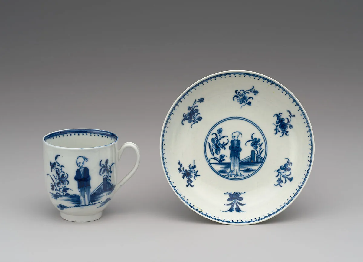 Coffee cup and saucer (part of a service) — Worcester factory