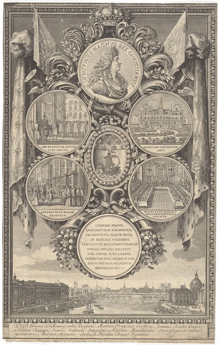 The Reception of Louis XIV at the Hôtel de Ville on the Occasion of his Recovery, January 30, 1687 — Sébastien Leclerc I