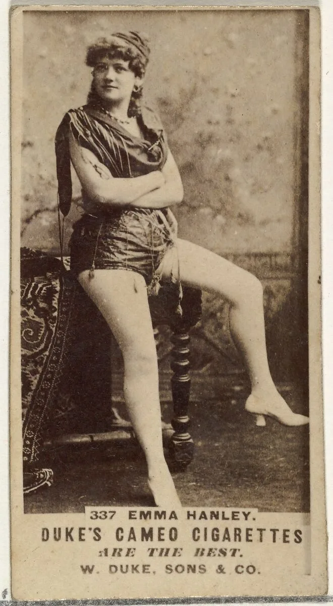 Card Number 337, Emma Hanley, from the Actors and Actresses series (N145-5) issued by Duke Sons & Co. to promote Cameo Cigarettes — W. Duke, Sons & Co.