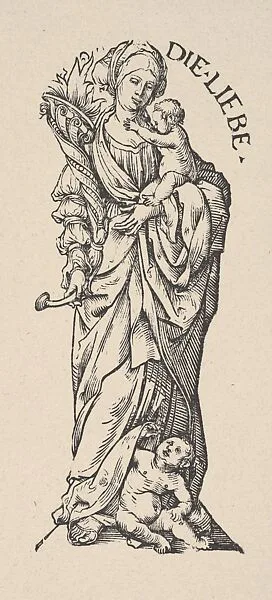 Charity (Die Liebe), from The Seven Virtues, in Holzschnitte alter Meister gedruckt von den Originalstöcken der Sammlung Derschau im besitz des Staatlichen Kupferstich-kabinetts zu Berlin — Hans Burgkmair|Max J. Friedländer|Kupferstichkabinett, Staatliche Museen zu Berlin|E. A. Seemann