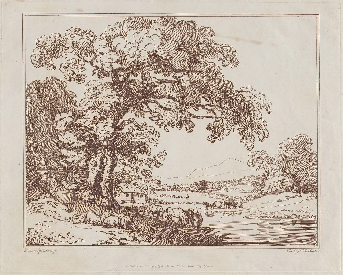 Pastoral Riverside Scene — Thomas Rowlandson|Paul Sandby|John Thane