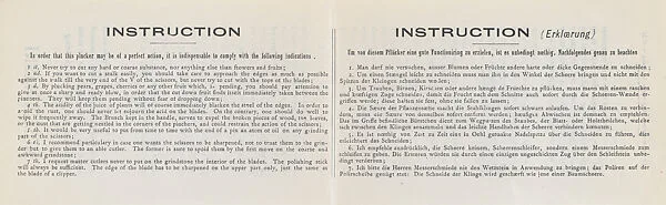 Instruction Manual for the Dubois Pruner — M. J. Baudry