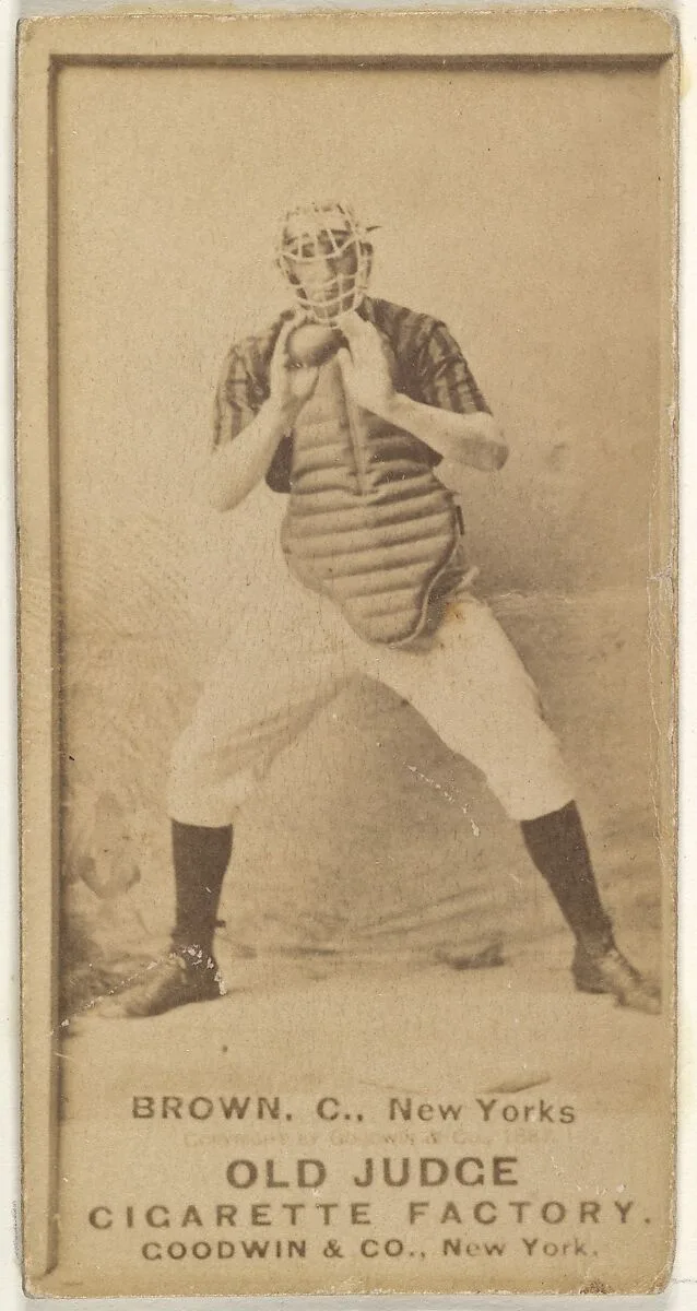 William "California" Brown, Catcher, New York, from the Old Judge series (N172) for Old Judge Cigarettes — Goodwin & Company