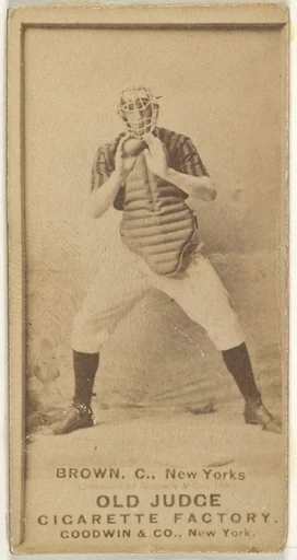 William "California" Brown, Catcher, New York, from the Old Judge series (N172) for Old Judge Cigarettes